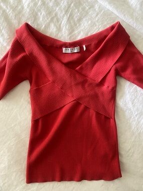 Perfect condition. Stunning Sandro off the shoulder ribbed sweater top in size 2